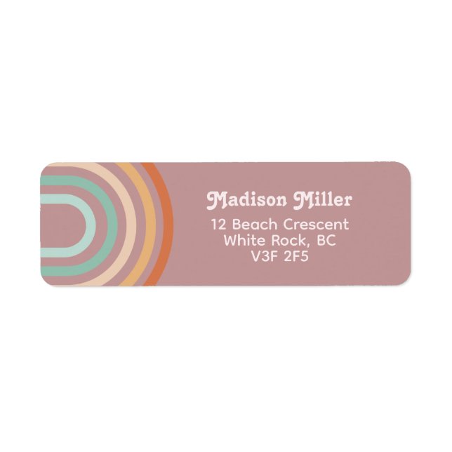 Boho Bohemian Pastel Rainbow Mauve Background Label (Front)