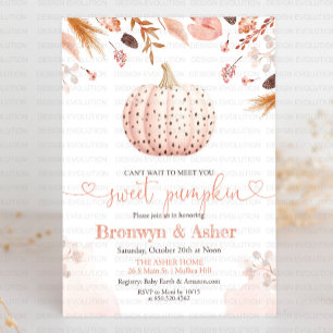 Boho Bohemian Polka Dot Pumpkin Baby Shower Invitation