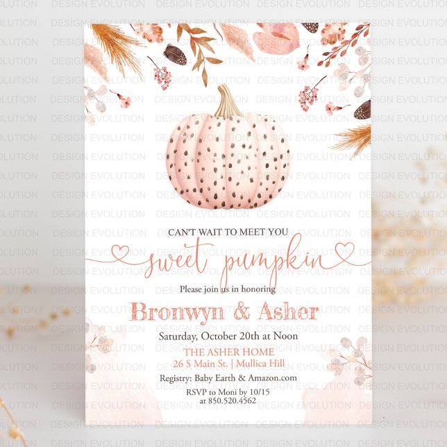 Boho Bohemian Polka Dot Pumpkin Baby Shower  Invitation (Creator Uploaded)