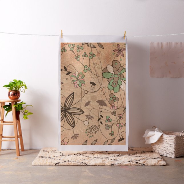 Boho Bohemian Retro Colorful Floral Flowers Fabric (In Situ)