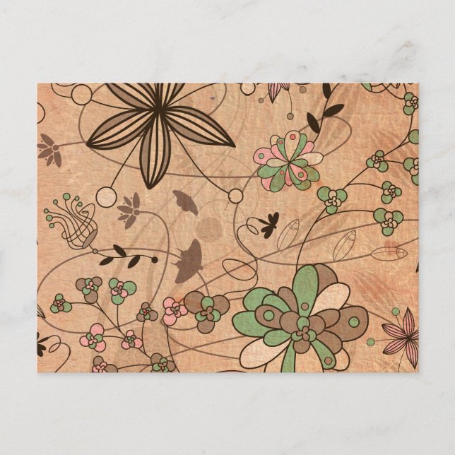 Boho Bohemian Retro Colorful Floral Flowers Postcard (Front)
