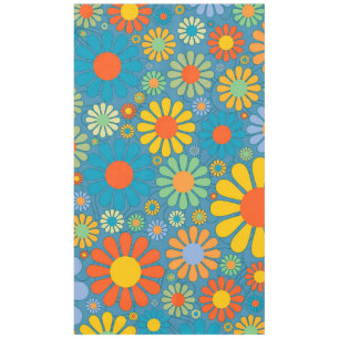 Boho Bohemian Retro Colorful Floral Flowers Tablecloth