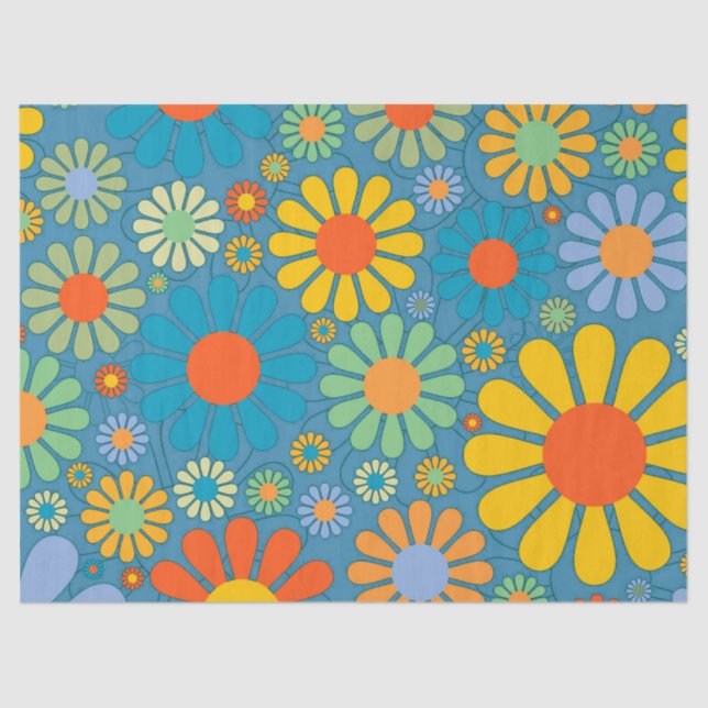 Boho Bohemian Retro Colorful Floral Flowers Tissue Paper (Front)