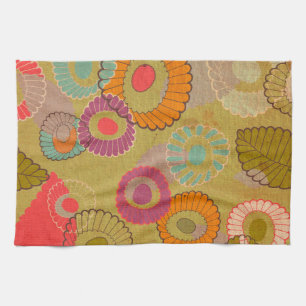 Boho Bohemian Retro Colorful Floral Flowers Towel