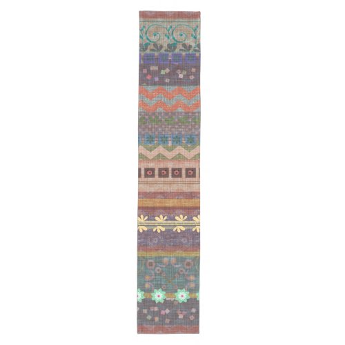 Boho Bohemian Retro Colorful Pattern Medium Table Runner