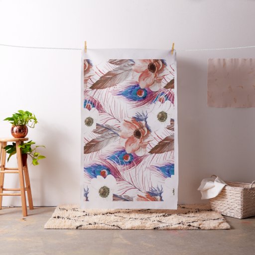 Boho Bohemian Retro Peacock Pattern Fabric