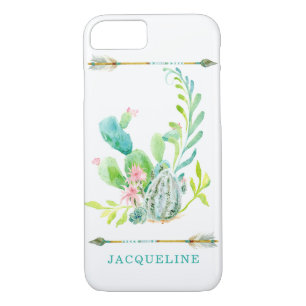 BOHO Bohemian Tribal Arrow Watercolor Cactus Art iPhone 8/7 Case