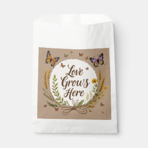 Boho Bohemian Wildflowers, butterflies, wheat Favor Bag