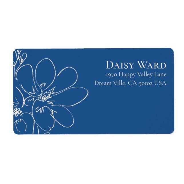 Boho + Bold Blue Wildflower Return Address Label (Front)