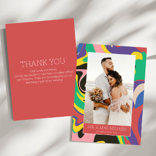Boho Bold Colorful Wedding Thank You Card