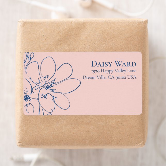 Boho + Bold Pink Wildflower Return Address Label (Insitu)