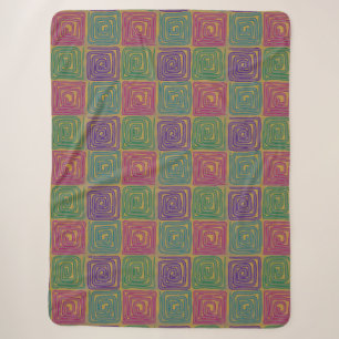 Boho Bold Spiral Squares Sherpa Blanket