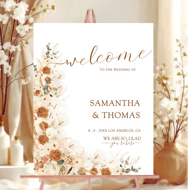Boho Bold Terracotta Pampas Wedding Welcome Sign (Creator Uploaded)