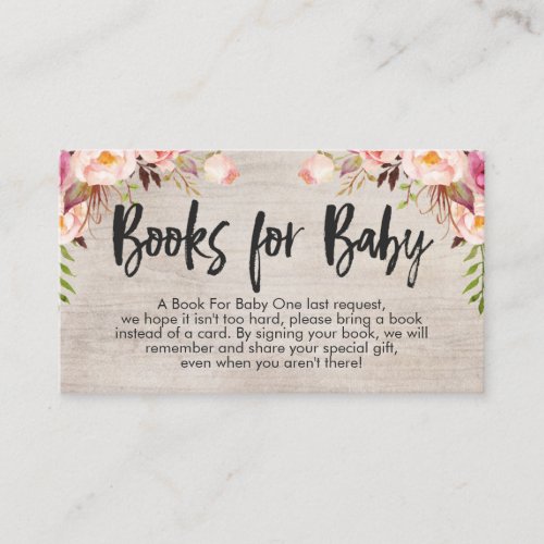 Boho Book request Card Insert Business Card Size