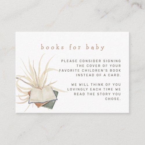 Boho Books for baby Baby Shower Enclosure Card