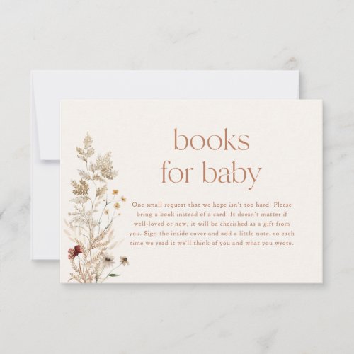 Boho Books for Baby Card Fall Modern Floral Baby Invitation