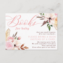 Boho Books for Baby Card, Watercolor Floral Enclosure Card