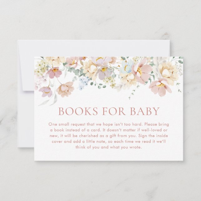 Boho Books for Baby Card, Wildflower Baby Shower Invitation (Front)