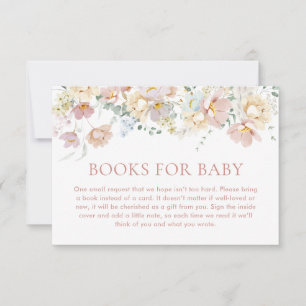 Boho Books for Baby Card, Wildflower Baby Shower Invitation