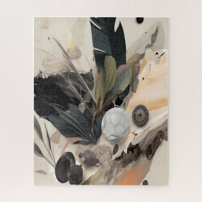 Boho Botanical Abstract Earthy Minimalist  Jigsaw Puzzle (Vertical)