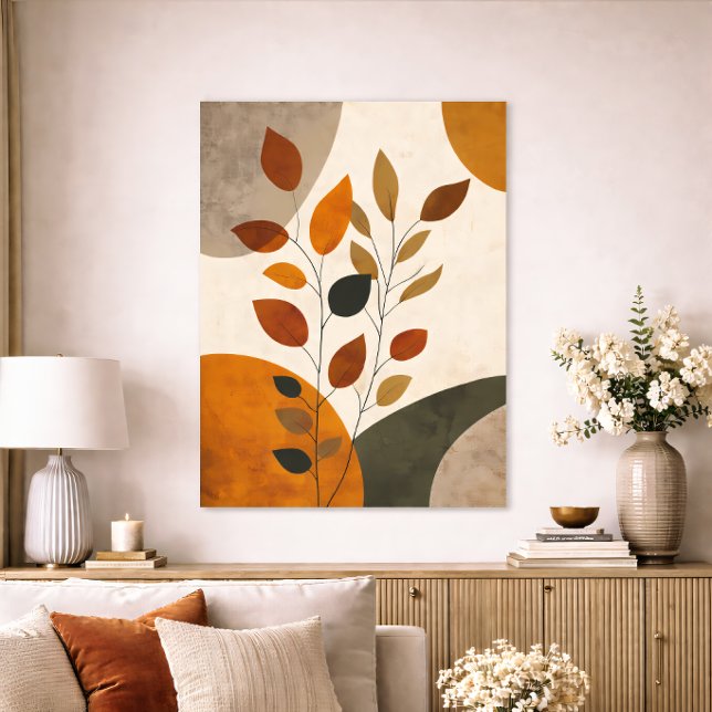 Boho Botanical Abstract Leaves Neutral Earth Tone Poster (Creator Uploaded)