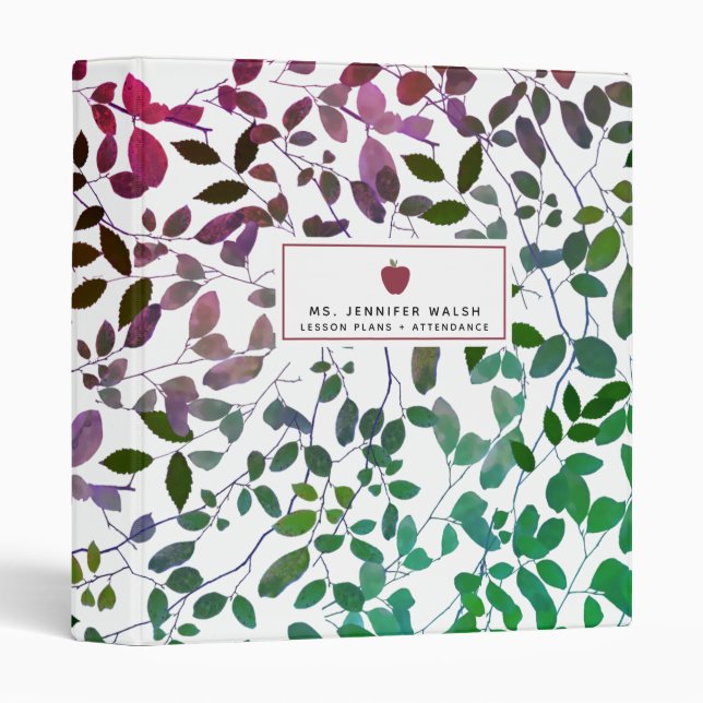 Boho Botanical Apple Teacher Binder (Front/Spine)