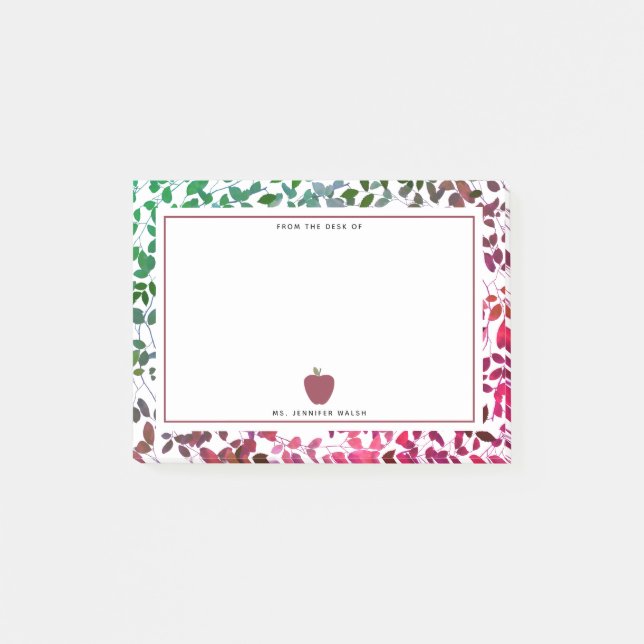 Boho Botanical Apple Teacher Post-it Notes (Front)