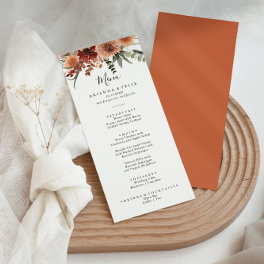 Boho Botanical Autumn Floral Wedding Dinner Menu