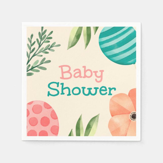 Boho Botanical Baby Shower Napkins (Front)