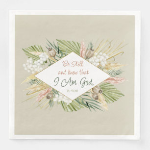 Boho Botanical 'Be Still & Know' Bible Verse Paper Dinner Napkins
