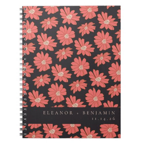 Boho Botanical Black Red Custom Wedding  Notebook