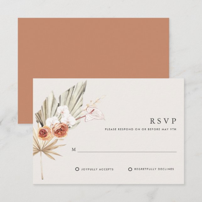 Boho Botanical Bohemian Floral Wedding  RSVP Card (Front/Back)