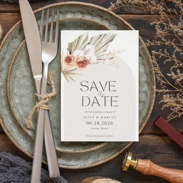 Boho Botanical Bohemian Floral Wedding Save The Date (Creator Uploaded)