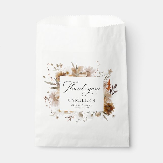 Boho Botanical Bridal Shower Favor Bag (Front)