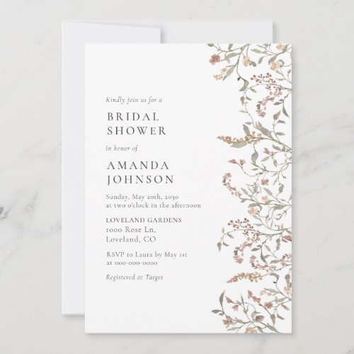 Boho Botanical Bridal Shower Invitation