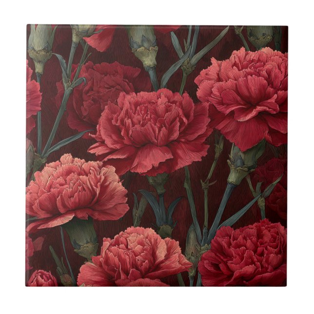 Boho Botanical Carnation  Tiles  For Spa-Style  (Front)