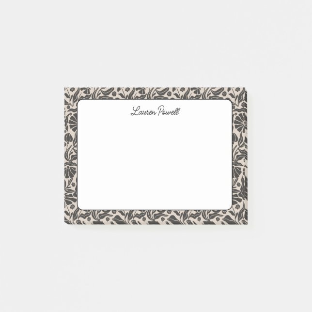 Boho Botanical Custom Name Stationery Post-it Notes (Front)