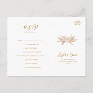 Boho Botanical Dusty Rose Menu RSVP Postcard
