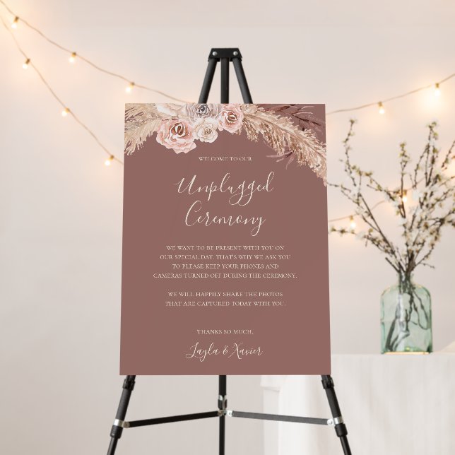 Boho Botanical | Dusty Rose Unplugged Ceremony Foam Board (In Situ (Stand))