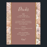 Boho Botanical Dusty Rose Wedding Drinks Menu Sign<br><div class="desc">This boho tropical botanical dusty rose wedding drinks menu sign is perfect for your elegant rustic floral, green, peach, rose gold wedding reception. Design features a gold frame or bouquet with modern blush pink pampas grass, simple sage, ivory, champagne palm leaf, and classic beach greenery. The flowers may include pink...</div>