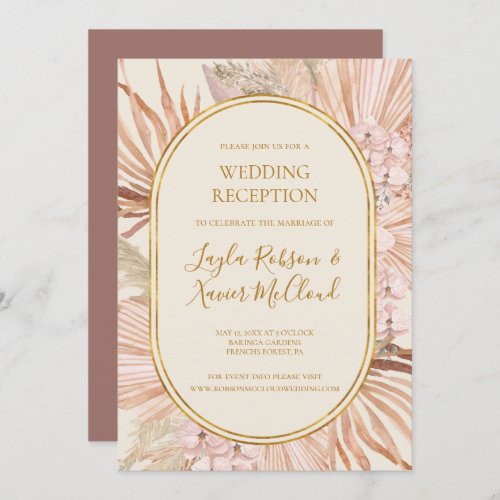 Boho Botanical  Dusty Rose Wedding Reception Invitation