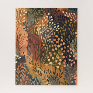 Boho Botanical Earthy Floral Jigsaw Puzzle