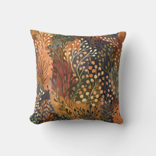 Boho Botanical Earthy Floral Throw Pillow