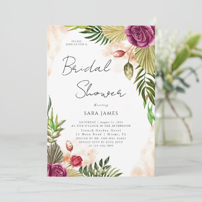 Boho-Botanical Elegance Bridal Shower Invitation (Standing Front)