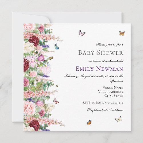 Boho Botanical Floral Baby Shower Invitation