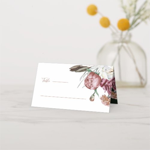 Boho Botanical Floral Green Wedding Table Place Card