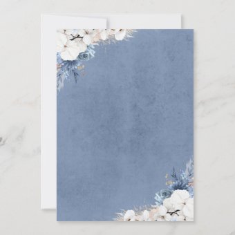 Boho Botanical Floral Modern Dusty Blue Wedding Invitation | Zazzle