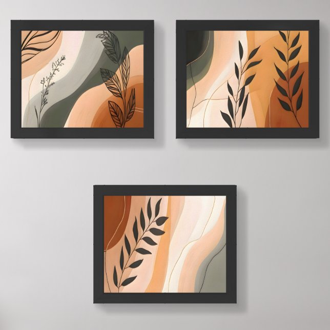 Boho Botanical Framed Wall Art Set of 3 (Front)