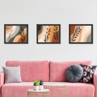 Boho Botanical Framed Wall Art Set of 3