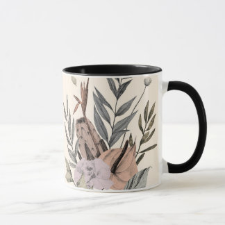 Boho Botanical Garden Floral Illustration Mug
